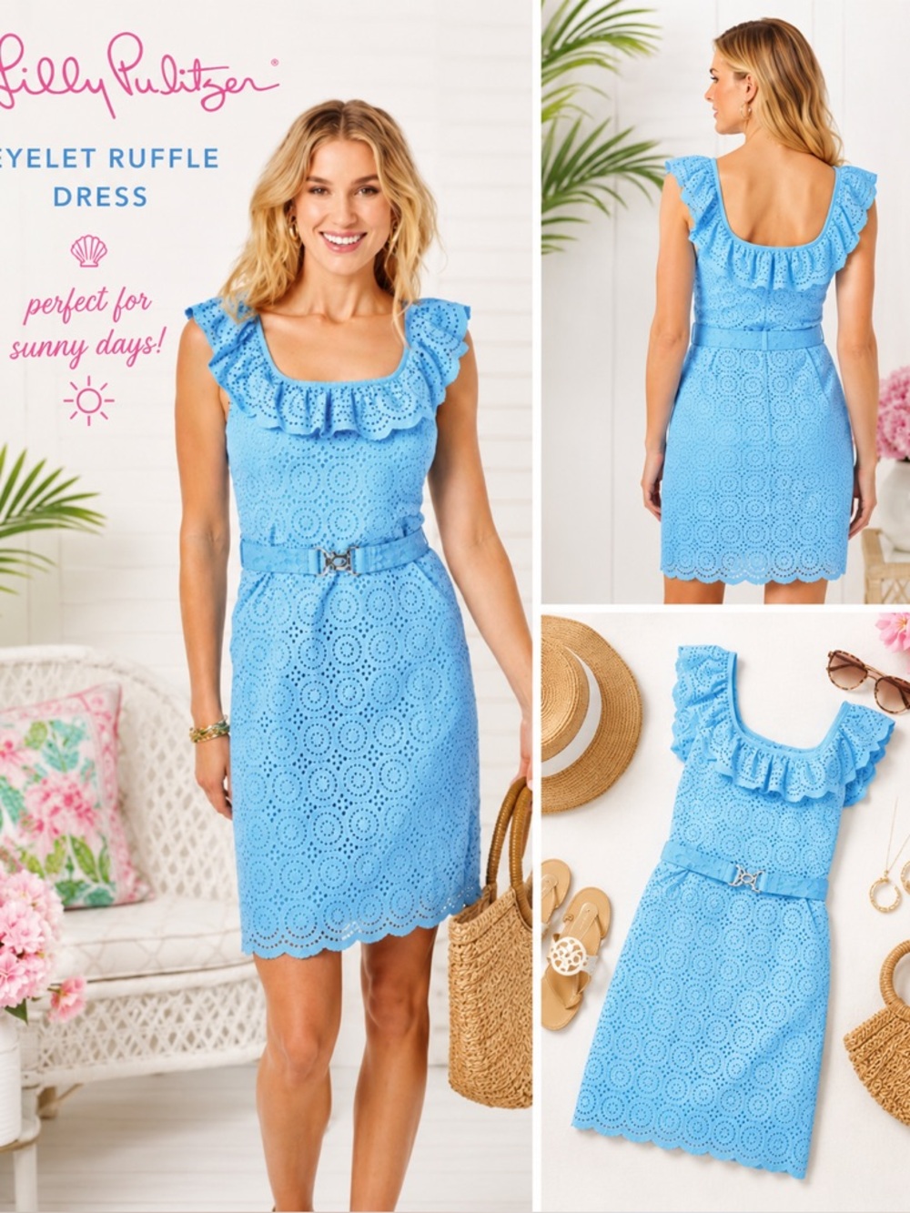 NWT Lilly Pulitzer Ryann Eyelet Shift Dress Frenchie Blue - Picture 1 of 14